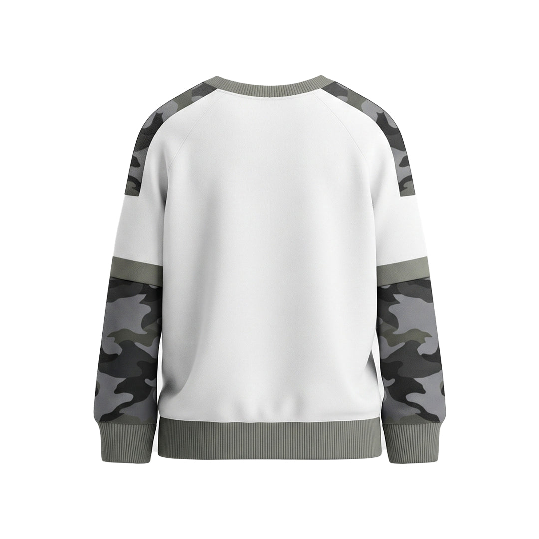 Custom Men Sweatshirt - Arctic Camo Sleeves - Personalized Pullover