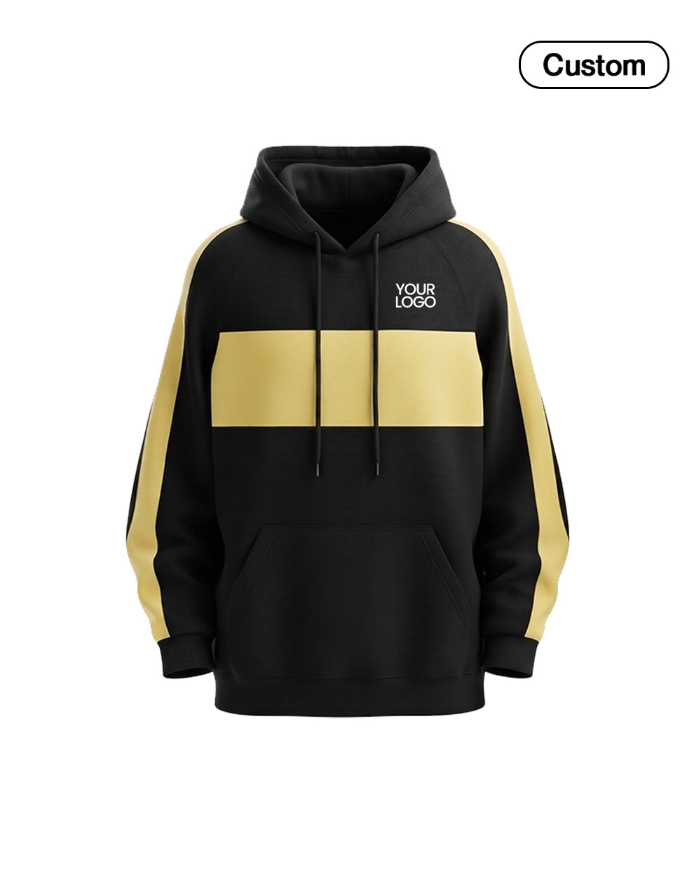 Custom Premium Hoodie - Contrast Chest Panel - Personalized Top