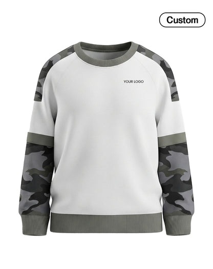 Custom Men Sweatshirt - Arctic Camo Sleeves - Personalized Pullover
