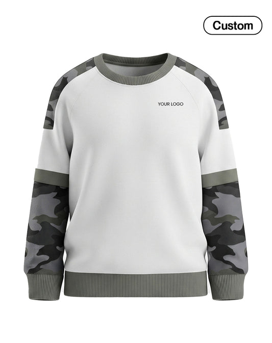 Custom Men Sweatshirt - Arctic Camo Sleeves - Personalized Pullover