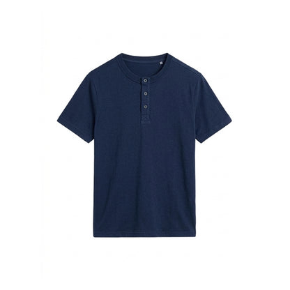Custom Men Half Sleeves Henley - Solid Color Personalized Top