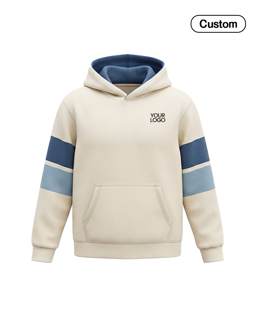 Custom Premium Hoodie - Contrast Sleeve Bands - Personalized