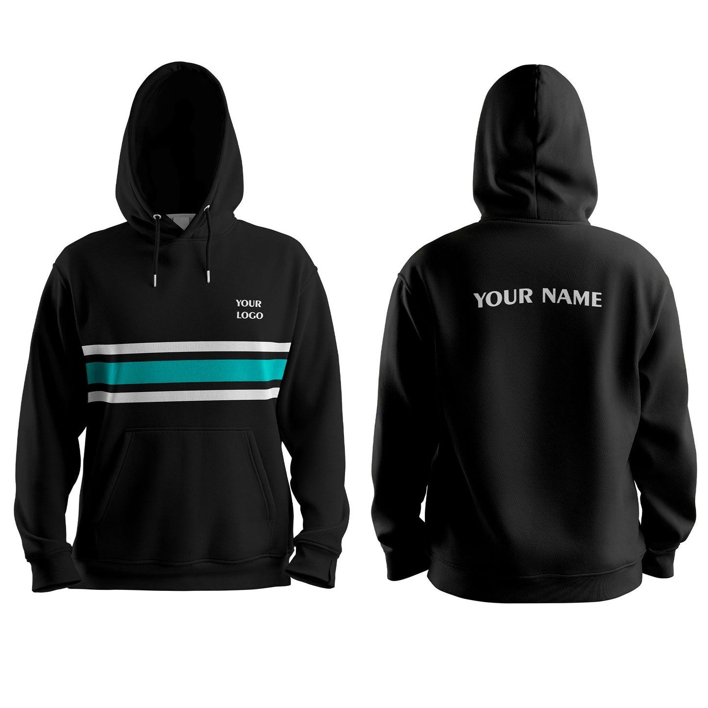 Custom Hoodie - Stripe Accent Design - Personalized Gear