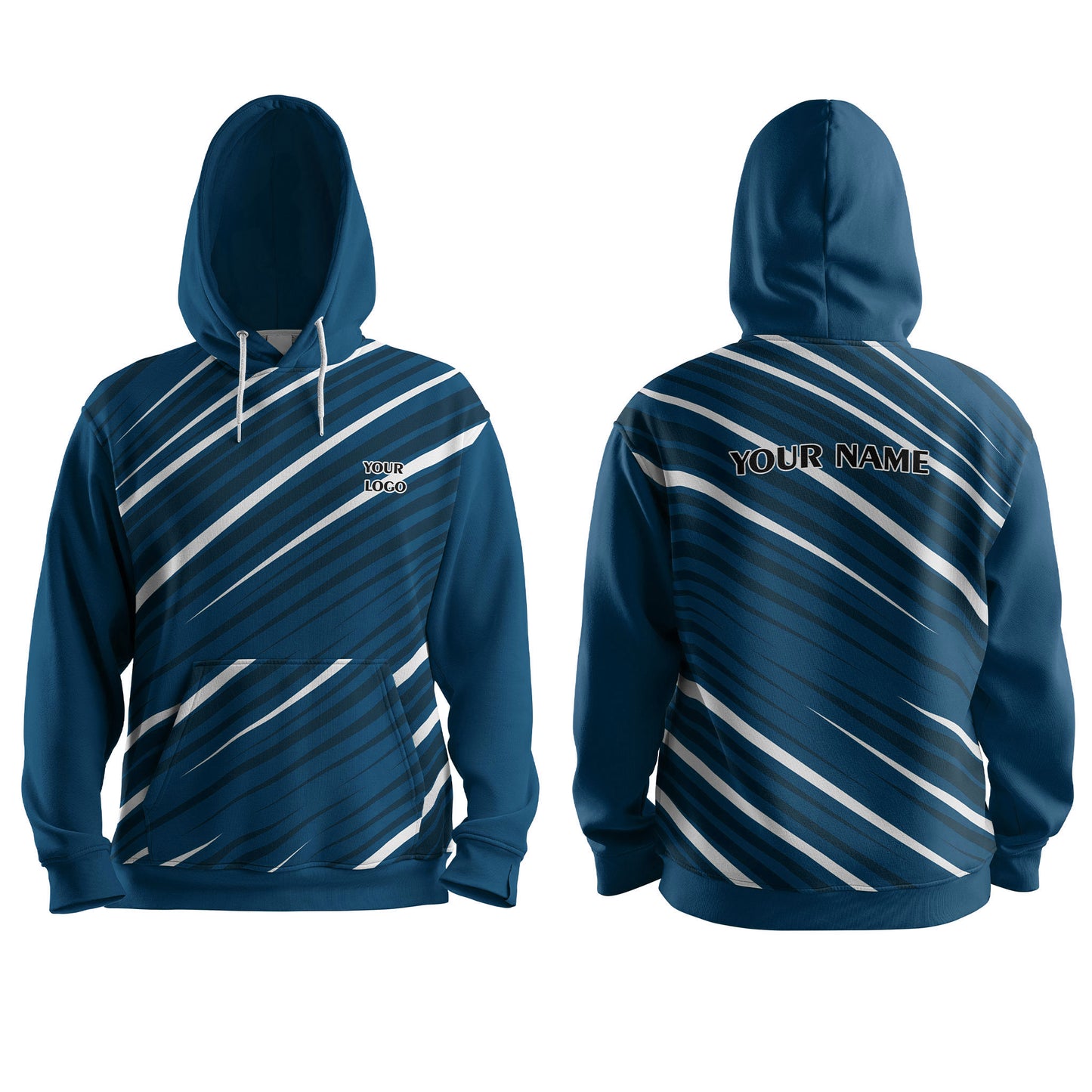 Custom Hoodie – Stripe Design – Personalized Pullover