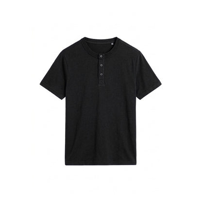 Custom Men Half Sleeves Henley - Solid Color Personalized Top