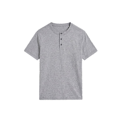 Custom Men Half Sleeves Henley - Solid Color Personalized Top
