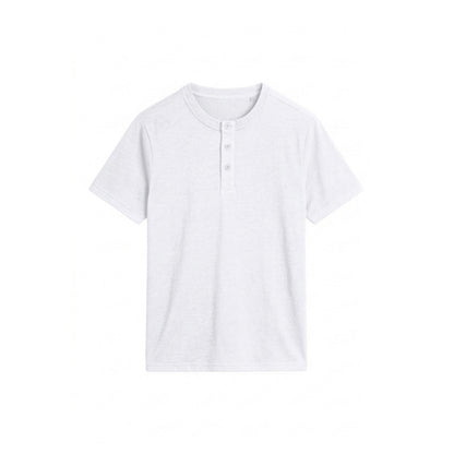 Custom Men Half Sleeves Henley - Solid Color Personalized Top