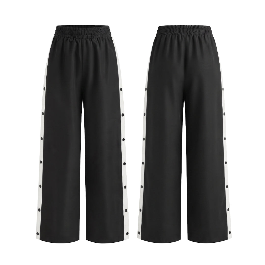 Custom Women Wide-Leg Trousers - Contrast Side Snaps - Personalized