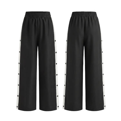 Custom Women Wide-Leg Trousers - Contrast Side Snaps - Personalized