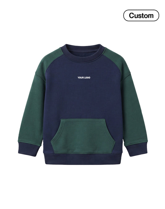 Custom Girls Sweatshirt - Colorblock Kangaroo Pocket - Personalized