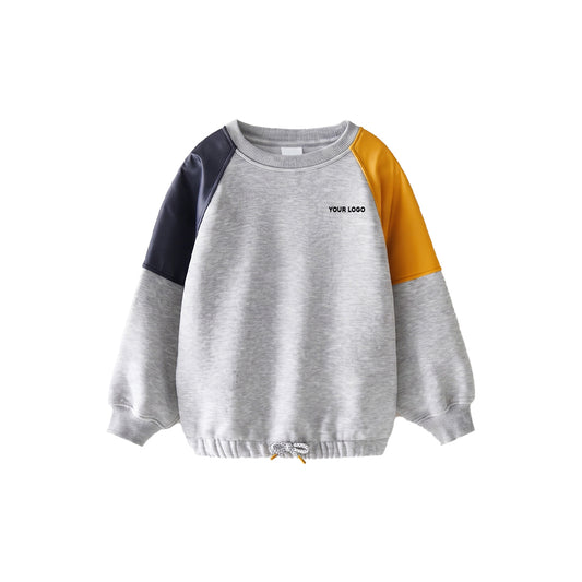 Custom Girls Sweatshirt - Contrast Raglan Cord Hem - Personalized