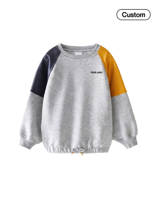 Custom Girls Sweatshirt - Contrast Raglan Cord Hem - Personalized