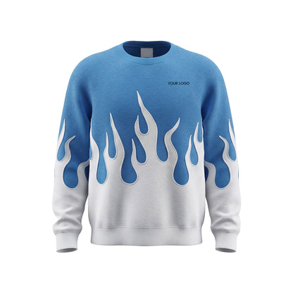 Custom Men Sweatshirt - Silver Flame Graphic - Personalized Crewneck