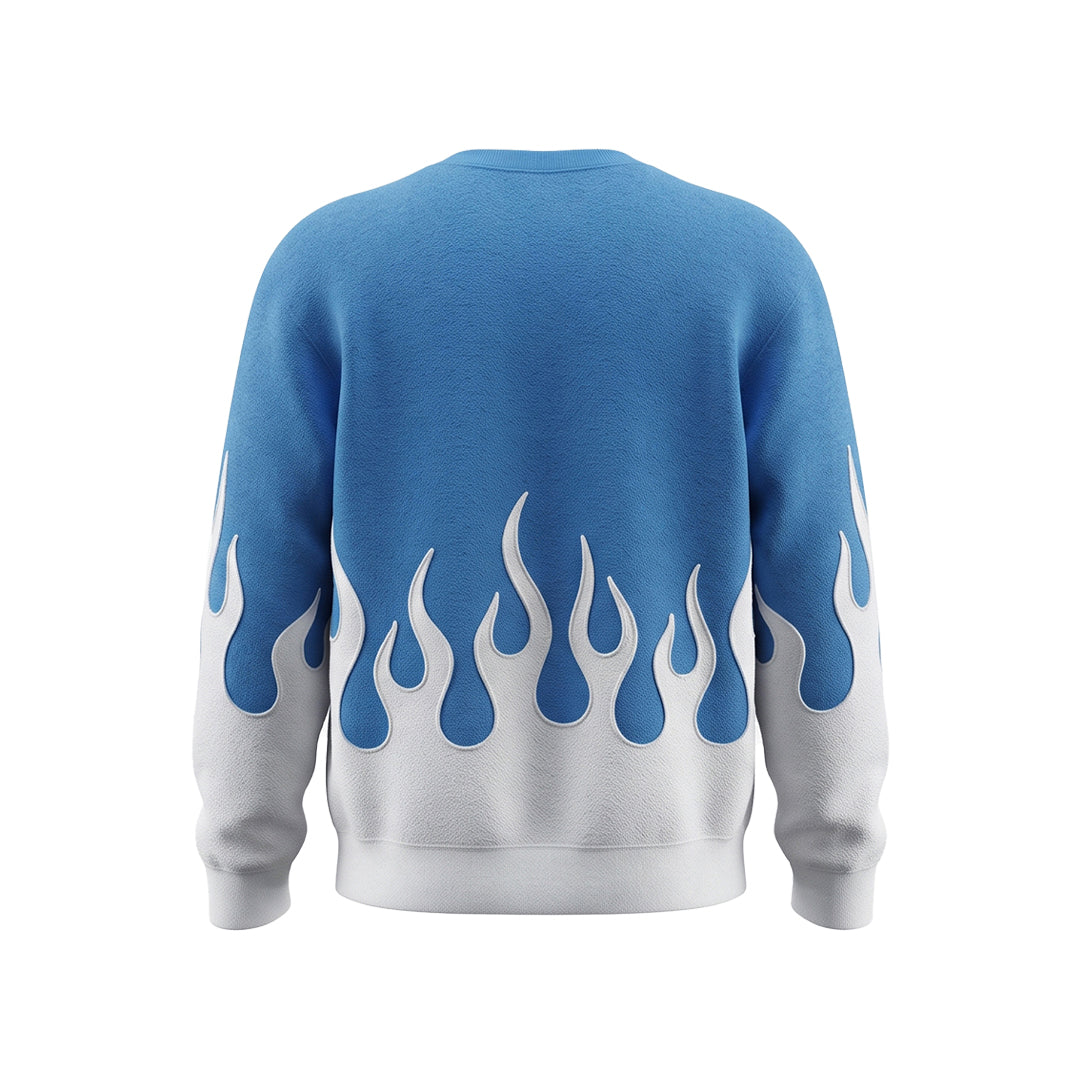 Custom Men Sweatshirt - Silver Flame Graphic - Personalized Crewneck