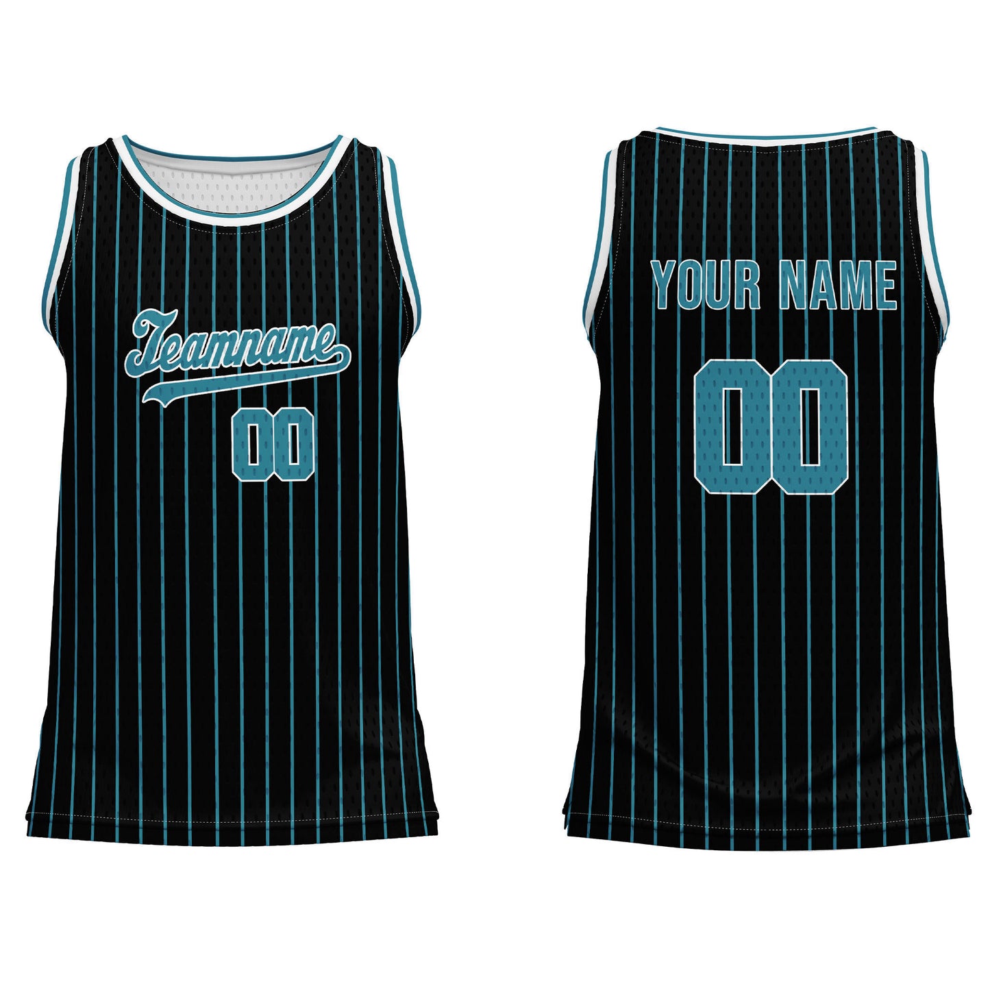 Custom Basketball Tank Top – Dark Tone Pinstripe – Personalized Jersey