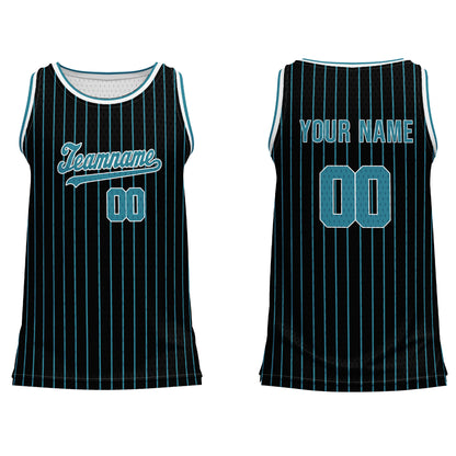 Custom Basketball Tank Top – Dark Tone Pinstripe – Personalized Jersey