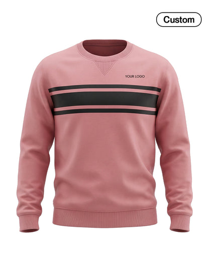 Custom Men Sweatshirt - Twin Stripe Panel - Personalized Crewneck