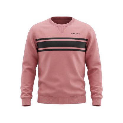 Custom Men Sweatshirt - Twin Stripe Panel - Personalized Crewneck
